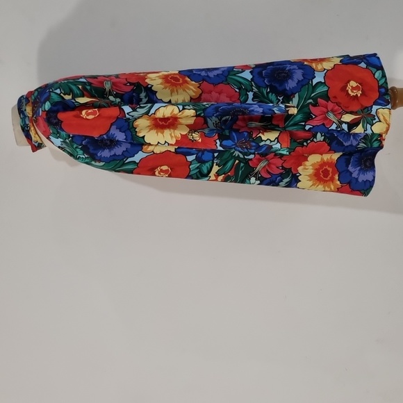 Zara, high neck, 80's colourful floral long flared sleeve shift dress, size L - Picture 4 of 9